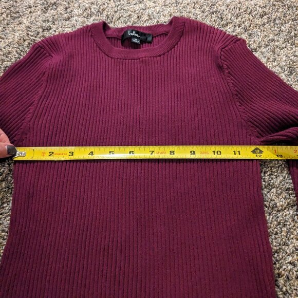 Lulus Basics Karlee Plum Purple Ribbed Knit Long Sleeve Sweater Top - Size M - Picture 7 of 10